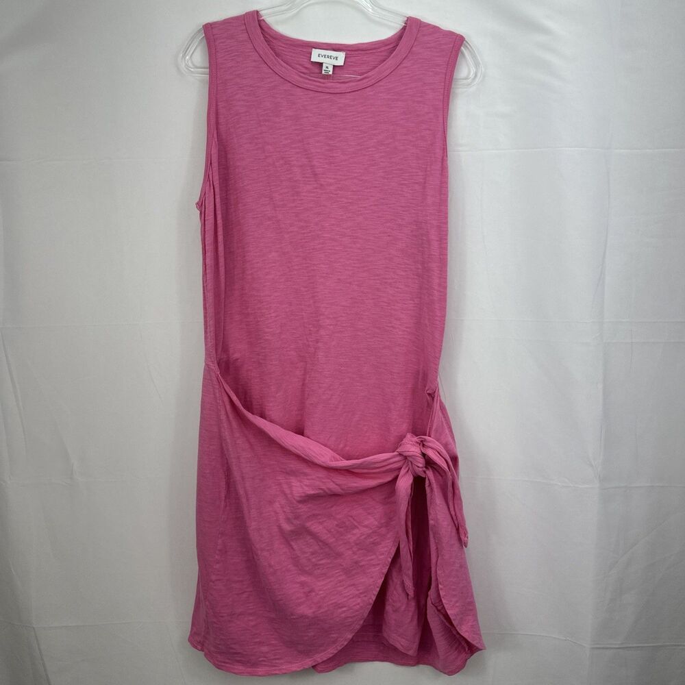 Evereve Greta Pink Tie Front Dress Sleeveless Cotton Mini Sz XL  Coastal Chic #6
